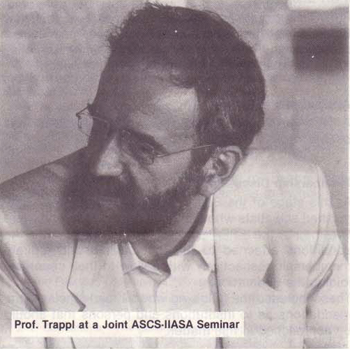 IFSR Newsletter 1984 Vol. 4 No 3-4 Autumn, IFSR's new President Professor Dr. Robert Trappl