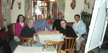 From left: Barbara Rivera, Doug Walton, Gordon Roland, Urban Kordes, Christian Fuchs, Yoshihide Horiuchi, Fuschl Conversation 2006, IFSR Newsletter 2006 Vol. 24 No. 1 November